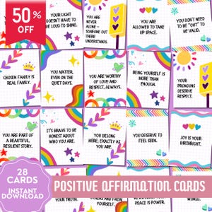 Pride Affirmationskarten, positive Affirmationskarten zum Ausdrucken, psychische Gesundheit, Selbstliebekarten, LGBTQ+ Karten, Ally Geschenk, Gendersensibilität