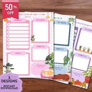 Cozy Dog Printable Notepad, Kawaii Memo Pad, Cute To Do List, Printable Planner, Cute Stationery, Positive Motivation Template, Dog Notepad