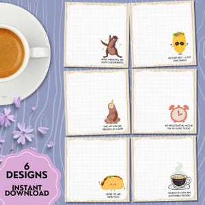 Bloc de notas imprimible divertido: papelería kawaii, afirmaciones positivas (7,6 x 7,6 cm, archivos PDF y PNG)