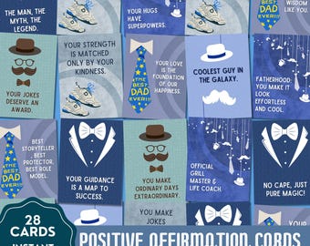 Fathers Day Affirmation, Positive Affirmation Cards, Affirmation Cards Printable, Dad Gift, Fathers Day Gift, Dad Affirmations, Father Cards