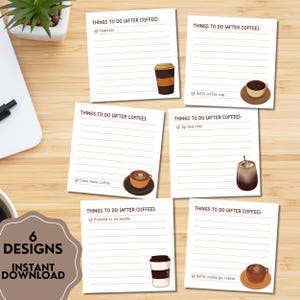Imprimíveis de Café, Bloco de Notas Imprimível de Café, Presente para Amantes de Café, Bloco de Anotações Imprimível, Papelaria Fofa, Bloco de Anotações Kawaii, Bloco de Anotações, Amante de Café