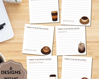 Coffee Printables, Coffee Printable Notepad ,Coffee Lover Gift, Printable Memo Pad, Cute Stationery, Kawaii Memo, Memo Pad, Coffee Lover