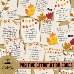Thanksgiving Prints, Positive Affirmation Cards, Autumn Positive Quotes and Saying, Mental Health Self Care Digital, Thanksgiving Card Gift