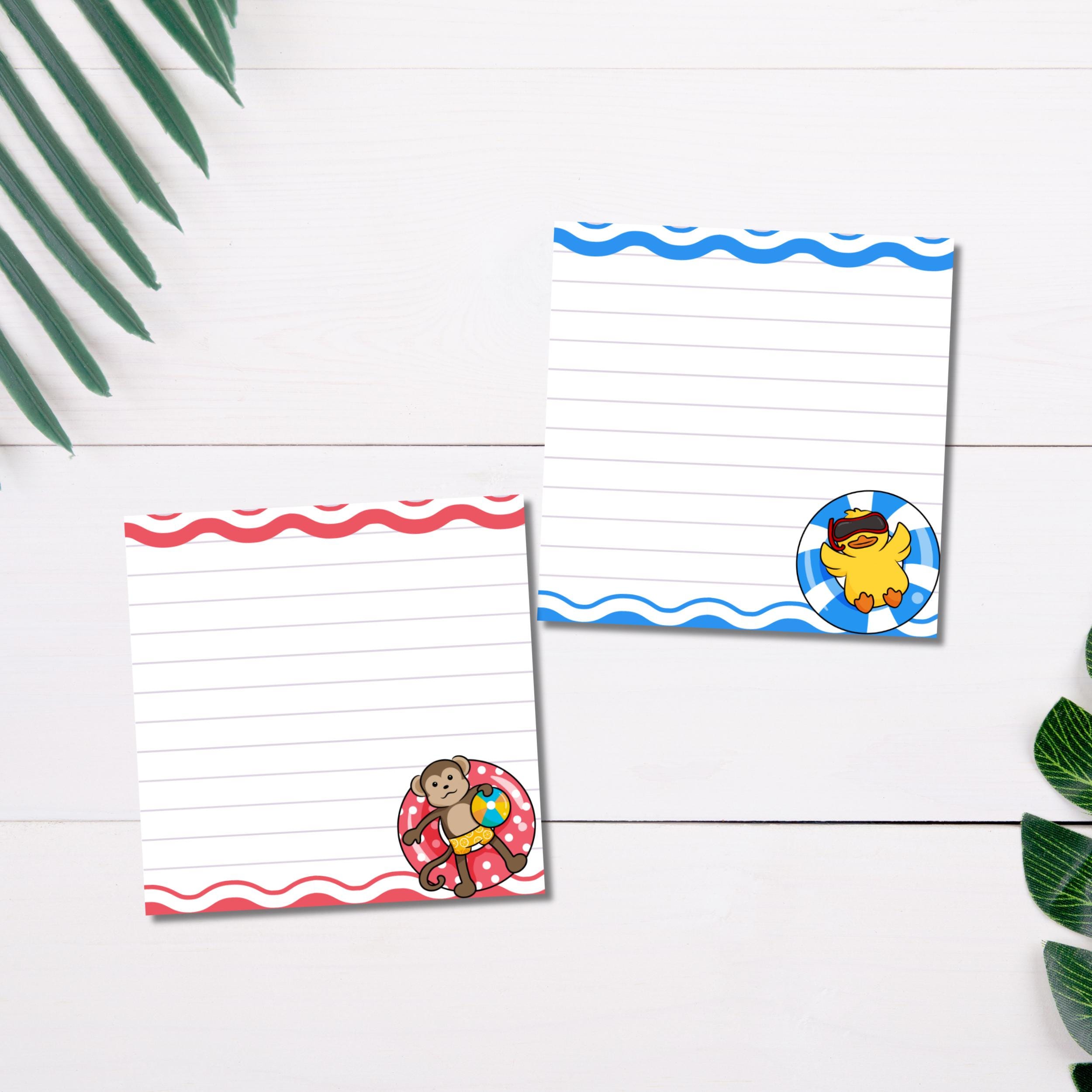 Floating Note Pad Swimming Animals Notepad, Cute Animals, Animal Floaters, Printable ...