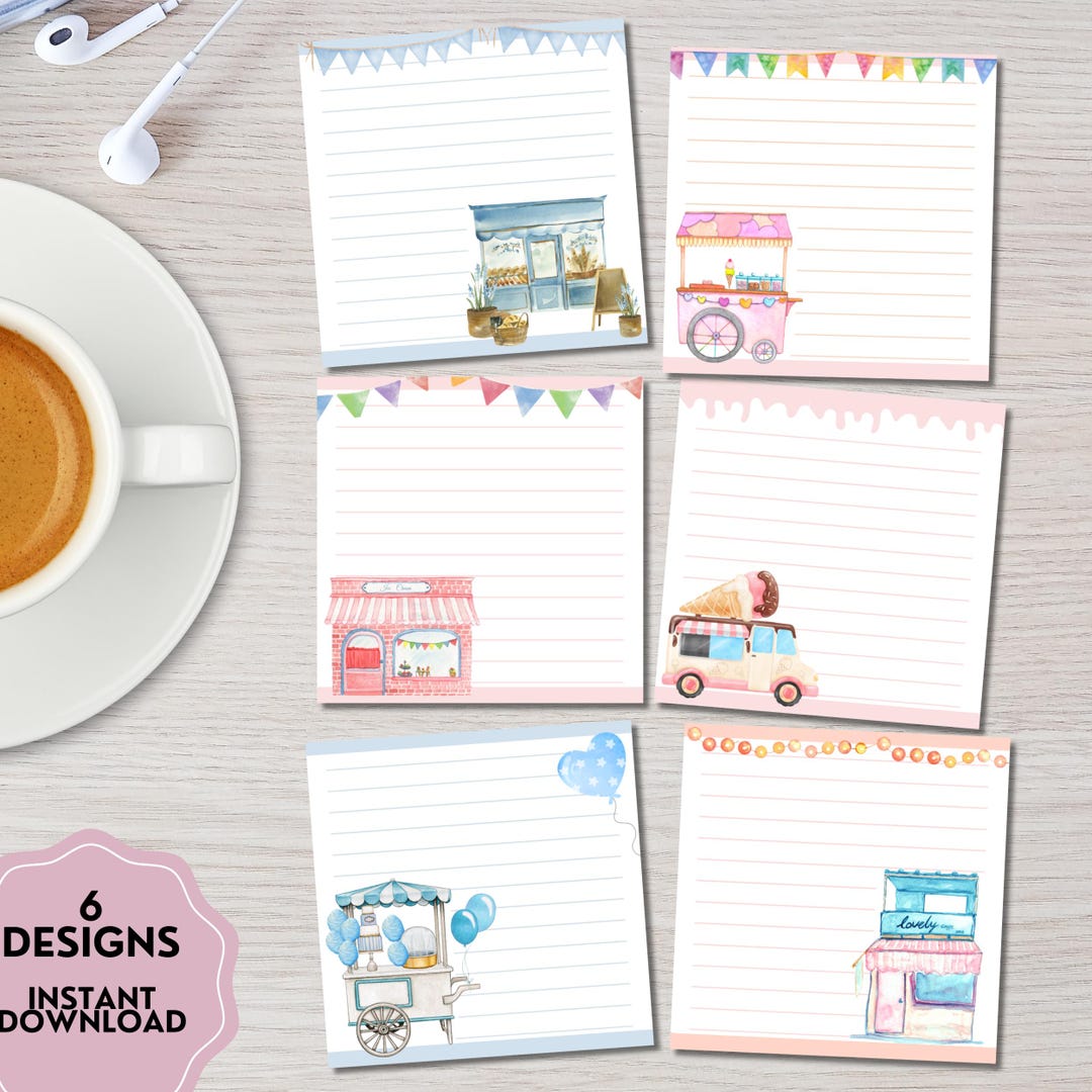 Sweet Shop Notepad, Printable Notepad, Dessert Printable, Cute ...