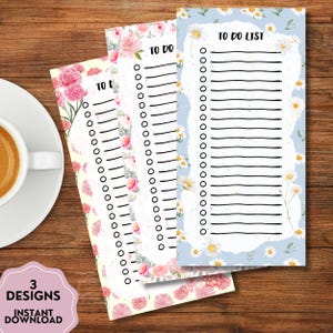 Floral To Do List, Printable Notepad , Kawaii Memo, To do List, Cute Stationery, Floral Print, Watercolor Flowers, Flowers Notepad