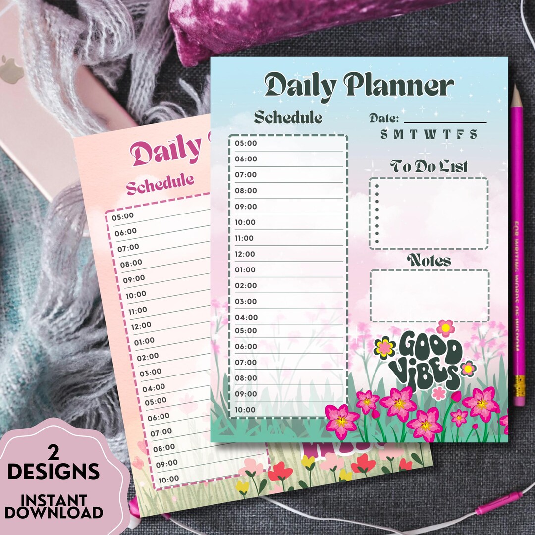Flower Planner, Daily Planner, Printable Notepad, Kawaii Memo, Daily to ...