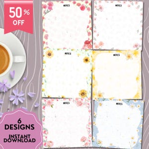 Blumen Notizblock, Blumenmuster, Niedliches Briefpapier, Kawaii Memo, Blumendruck, Frühling Notizblock, Blumen Notizen, Frühlingsdruck