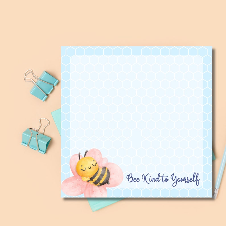 Bee Positive Notepad, Bee Printable, Memo Pad Cute, Bee Printable ...
