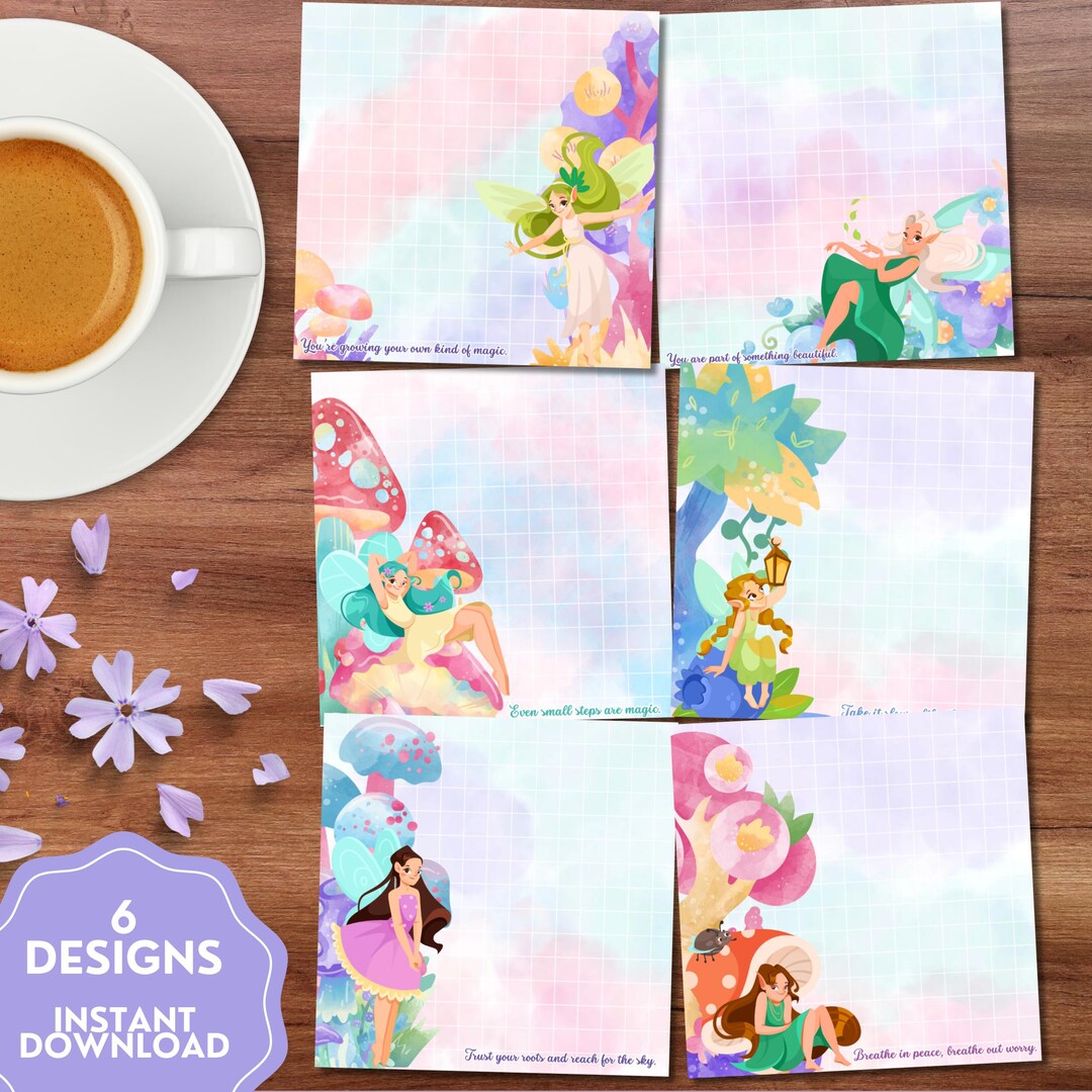 Fairy Notepad, Printable Notepad, Cute Fairy, Cute Stationery, Kawaii ...