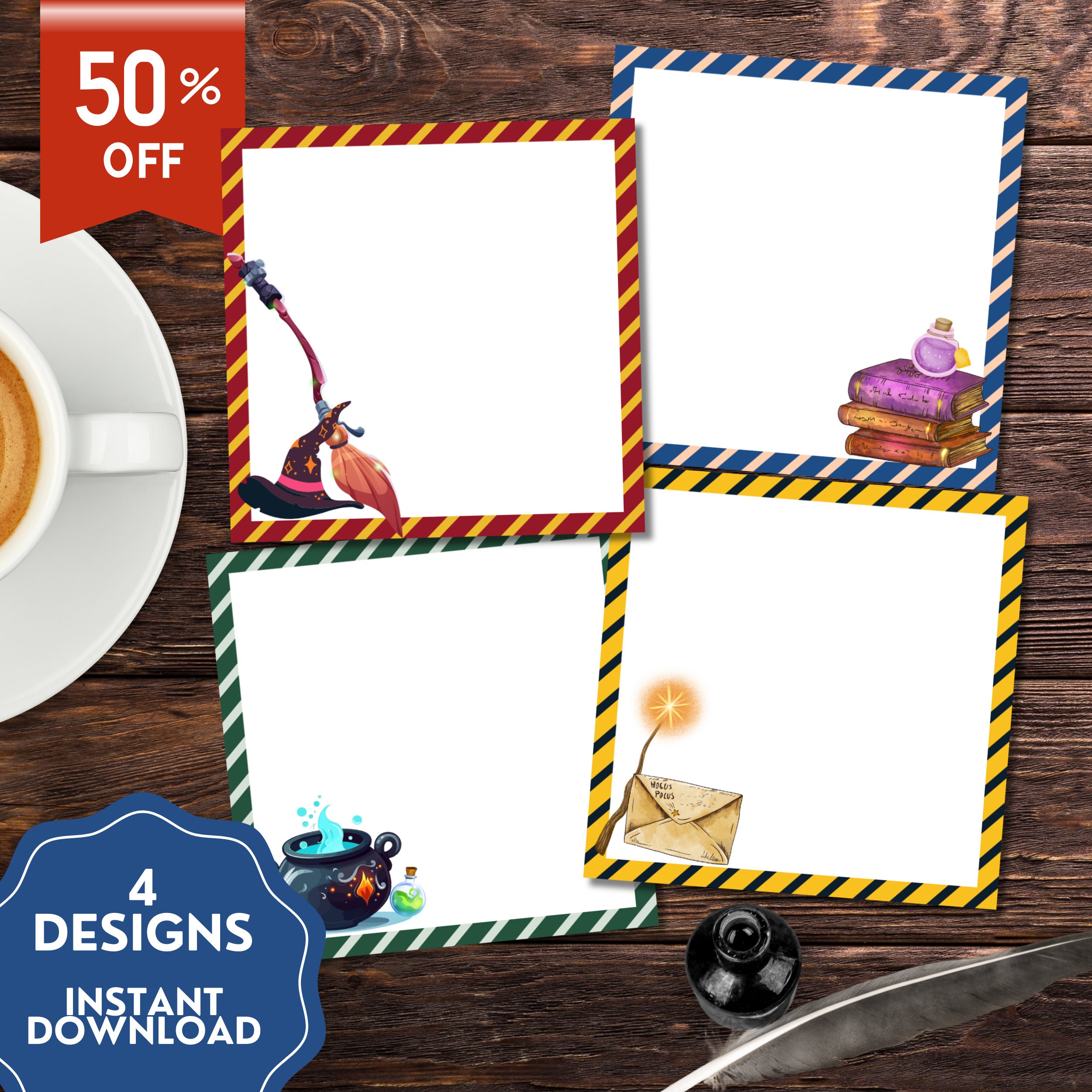 Wizard Note Pad Wizard Print, Printable Notepad, Cute Stationery, Magic Design, Magic ...