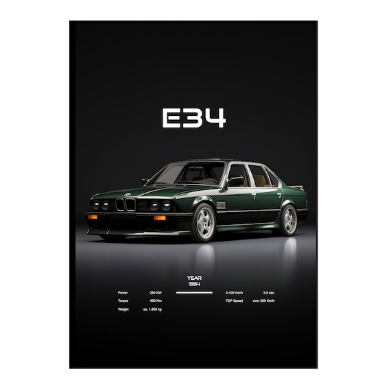 E34 Poster BMW M5 Digital Download E34 Wall Art Auto Poster Kunst Druck 