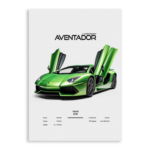 Lamborghini Aventador Wall Art | Digital Download | Aventador Poster | Aventador green | Auto Wandbilder | Kunst Druck