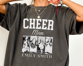 Custom Photo Cheer Mom Shirt, Personalized Cheerleader Gift, Game Day Spirit Tee, Senior Cheer Mom 2026, High School Cheer Shirt