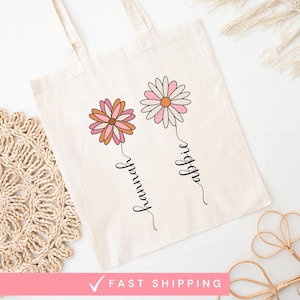 Sister Gifts, Sisters Gifts from Sister, Sisters Are Different Flowers Bag, Month Flower, Sister Gifts For Birthday, Customized Tote Bag