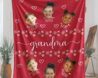 Personalized Photo Blanket for Nana, Grandma Gift Custom Baby Photo Blanket for Grandma Blanket with Baby Face Mother's Day Gifts Christmas