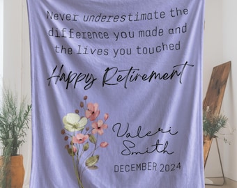 Personalized Retirement Blanket Custom Gift for Women Coworker Farewell Present Retired Boss Sentimental Blanket Woman Happy Retirement