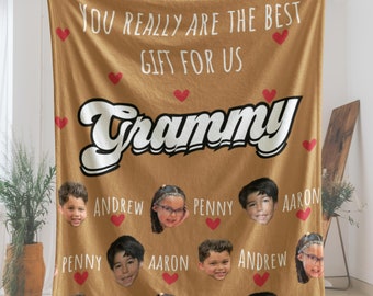 Custom Grandma Blanket, Personalized Grammy Gifts, Personalized Baby Photo Blanket For Grandma, Grandma Gift From Baby