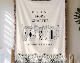 Personalized Book Lovers Blanket, Floral Bookshelf Throw, Custom Library Blanket Gift For Reader Birthday, Cozy Bookworm Blanket For Her