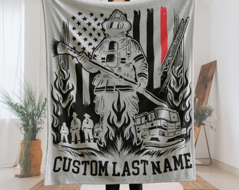 Custom Firefighter Blanket, Personalized Firefighter Blanket, Personalized Firefighter Gift, Gift for firefighter, Firefighter Gift