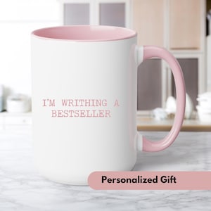 Writing a Bestseller mug, Personalized Author mug, Custom New Author gift, Published Author gift, Novelist gift, Book writer lover mug.