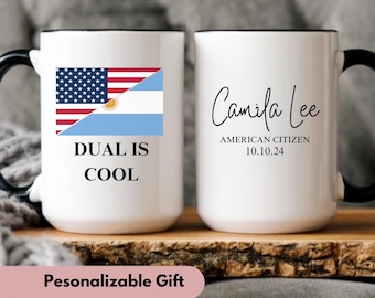 US Citizenship gift, Dual Citizenship gift, Naturalization gift, New Citizen mug, Custom dual Citizenship mug, New American us Citizen gift