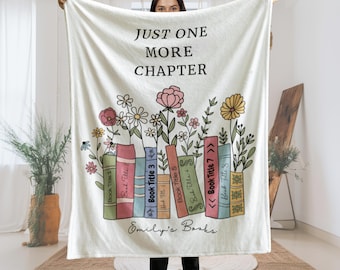 Personalized Floral Book Blanket, Custom Library Throw With Name, Book Lover Gift, Bookworm Decor, Reading Blanket, Cozy Bookish Gift Idea