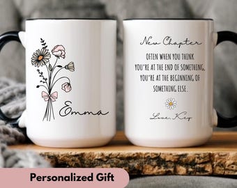 Custom new chapter gift, Daisy mug, new job gift, retirement farewell gift, Breakup gift, gift for coworker, Custom gift for boss leaving,