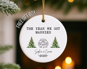 First Christmas Married Ornament, Mr Mrs Ornament, Custom ornament for couples, Personalized Wedding Gift, Newlywed Christmas Gift