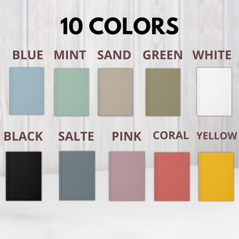 Pode incluir: Um gr&aacute;fico mostrando 10 cores diferentes, com os nomes das cores listados acima de cada amostra de cor. As cores s&atilde;o: azul, menta, areia, verde, branco, preto,  salte, rosa, coral e amarelo.