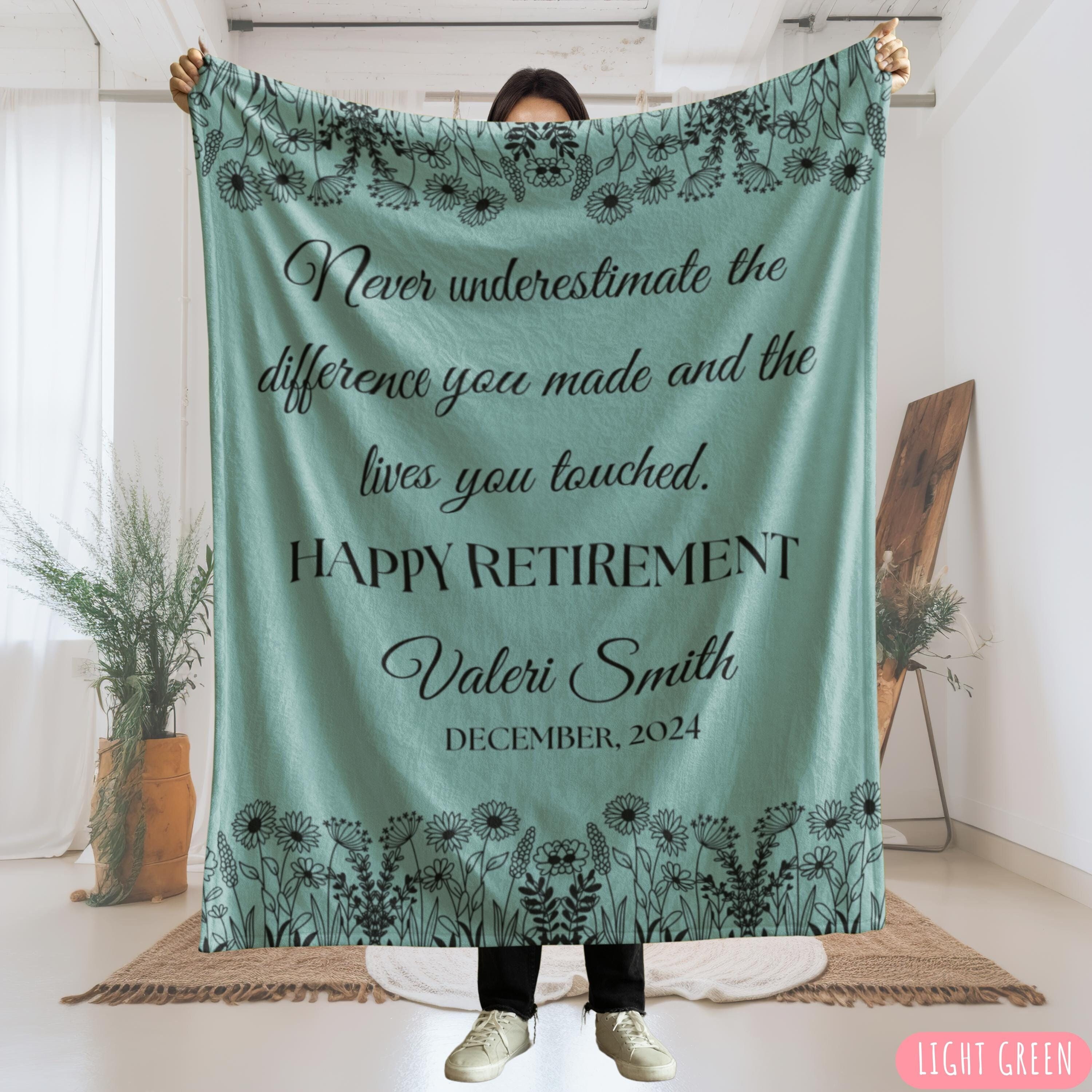 Personalized Retirement Blanket Custom Gift for Women Coworker Farewell Present Retired Boss Sentimental Blanket Woman Happy Retirement