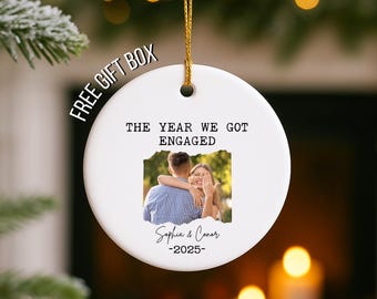 Custom photo ornament for couples, Engaged Ornament, Future Mr Mrs gift, Christmas Engaged Ornament 2025, Engagement Announcement