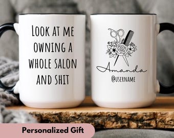 Personalized Hairstylist gift for Hairdresser, custom floral mug, cute gift for hairdresser, cosmetology graduation gift, custom name mug