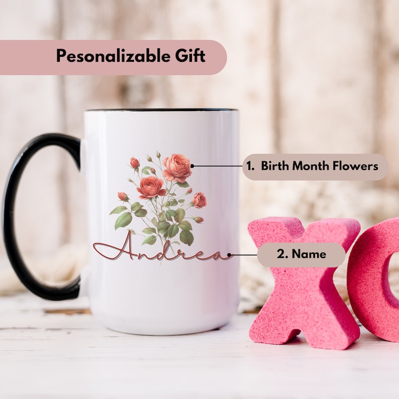 Custom 50th Birthday Gifts, Happy 50th Birthday Mug, Wildflowers Custom