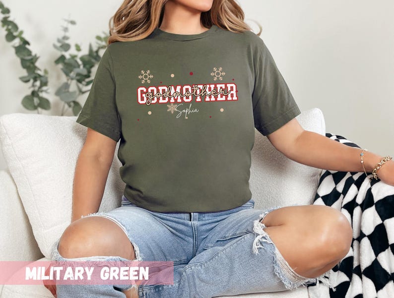 Christmas Godmother Shirt, Personalized Funny Godparent Tshirts Gift