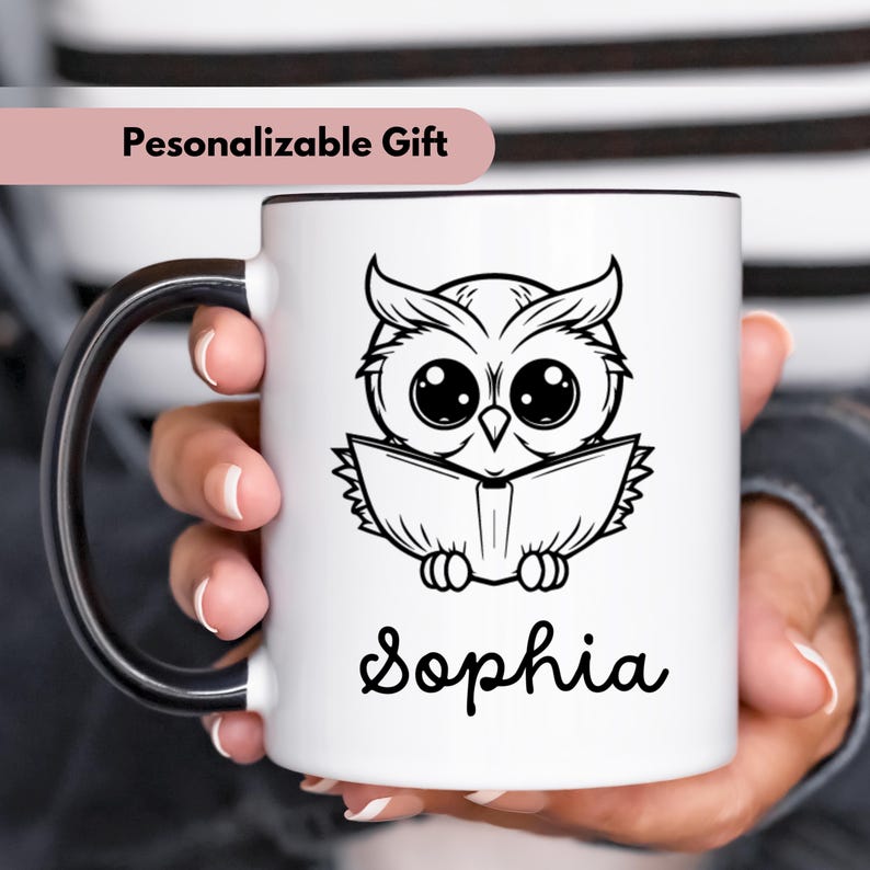 Custom Owl Mug, Personalized Mug for Book Lovers, Custom Gift Idea