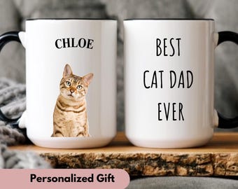 Personalized Photo mug for cat dad, Cat lover mug, Pawther day mug, mug with picture, Customized cat mug, Personalized cat lover gift