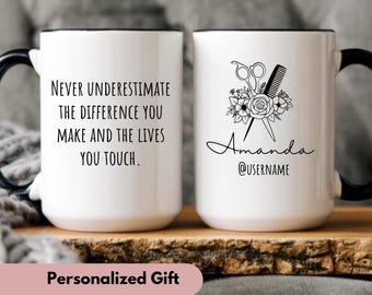Hair Stylist gift for Hairdresser, custom floral mug, cute gift for hairdresser, cosmetology graduation gift, custom name mug