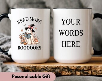 Ghost mug, housewarming party gift, Halloween book lover, coworker gifts, ghostly bookish mug, Halloween gift, book lover gift, custom mug