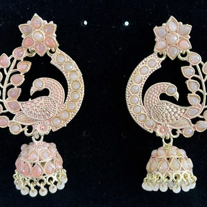 Pink Swan Jhumka Earrings