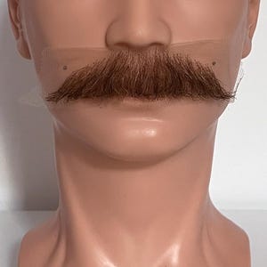 Realistic Natural Hair Chevron Mustache – Medium Brown