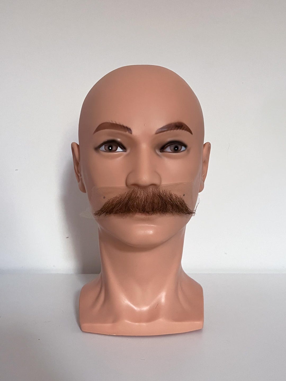 Realistic Natural Hair Chevron Mustache – Medium Brown - Main Image