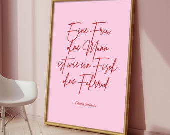 Feminist poster, Gloria Steinem quote, feminist print, feminism art, girl power print, feminism decor, feminism