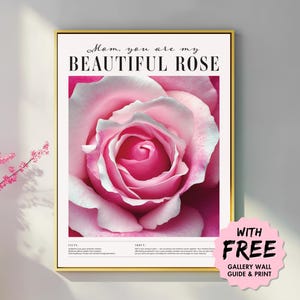 Stampa "Mamma sei una bella rosa", regalo per la festa della mamma, arte murale floreale, regalo significativo per lei, stampa del simbolismo della rosa