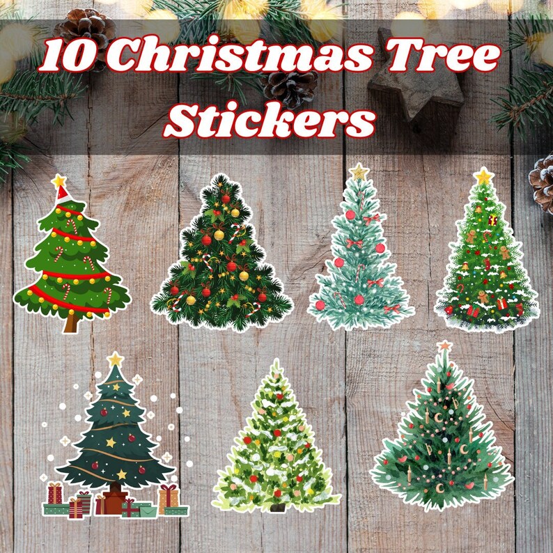 10 Printable Christmas Tree Stickers SVG Etsy Australia