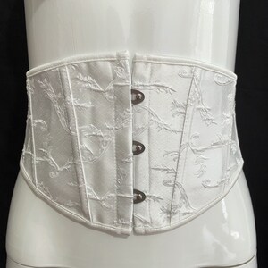 White, black corset belt, buckle herringbone support belt, vintage wide belt, renaissance under bust corset belt