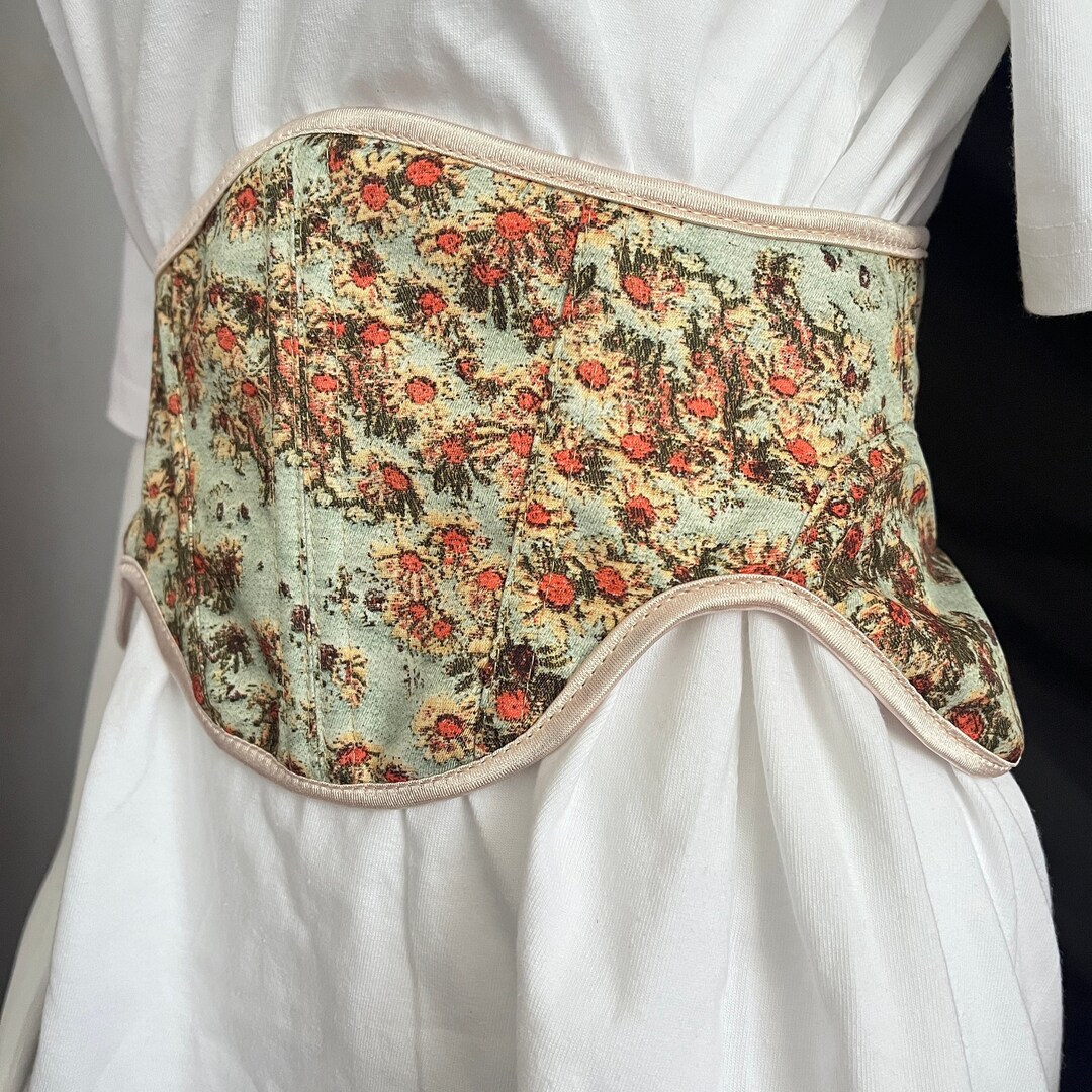 Floral Corset Belt, Floral Vintage Underbust Corset, Floral Victoria