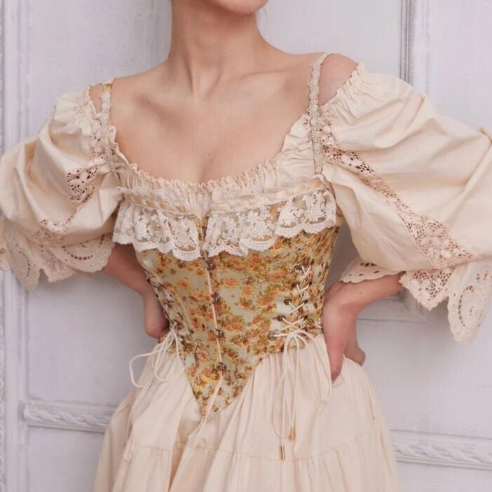Vintage Floral Corset Renaissance Corset Floral Vest Etsy