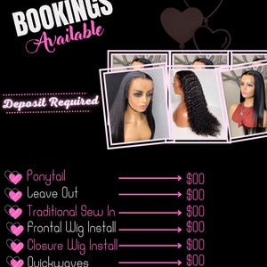 Hairstylist flyer,Bookings available, Book now,Social Media,Instagram Promo, Black and Pink design Template