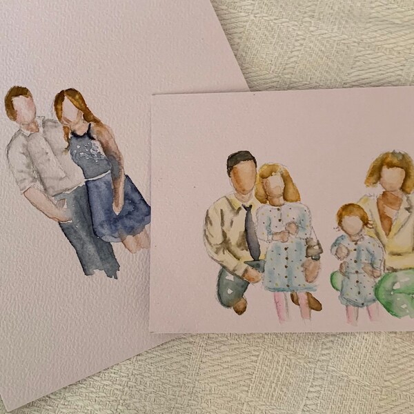 Persönliches Aquarell Silhouettenporträt, Paar Porträt, Aquarellbild von Fotovorlage, Persönliches Geschenk, Paare, Familienbild, Silhouette